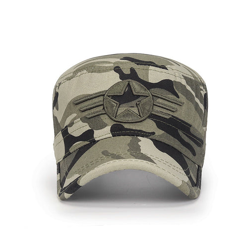 Spring and Summer New Fashion All-match Hat Men's Outdoor Cotton Sunshade Camouflage Flat Hat Sports Casual Sunscreen Hat SUN N.