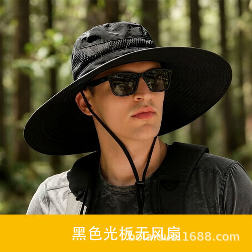 Summer Popular Fisherman Hat Solar Double Fan Rechargeable Hat Cross-Border Wholesale Sunshade and Sun Protection Essential for Fishing SUN N.