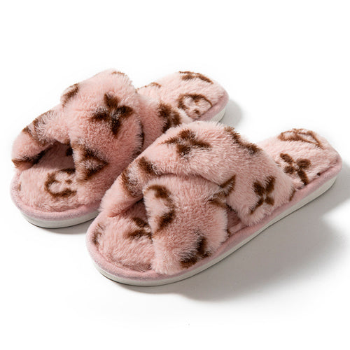 Chaussons Ouverts Trèfle à Quatre Feuilles – Imitation Fourrure Lapin, Femme Toutes Saisons SUN N.