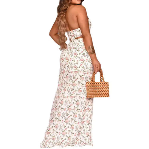 Ensemble 2 pièces robe imprimée à volants en plusieurs couleurs et motifs, sexy et féminin, tendance fashion.
