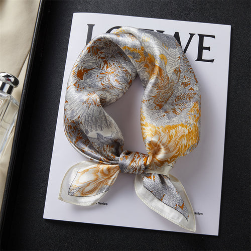 100% Silk Scarf Real Silk Premium Hangzhou Silk Small Square Scarf Spring and Autumn All-match Neck Protection Decorative Shirt Professional Scarf SUN N.