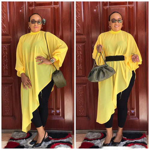 Robe chiffon grande taille femme – Style Élégant & Fluide Couleur Unie SUN N.