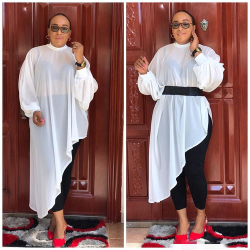 Robe chiffon grande taille femme  – Style Élégant & Fluide Couleur Unie SUN N.