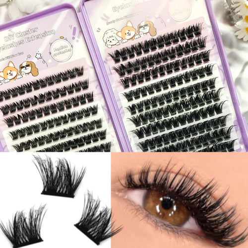 Faux Cils DIY Auto-Greffants 10 Rangées – Volume Épais, Tendance Europe & Amérique SUN N.