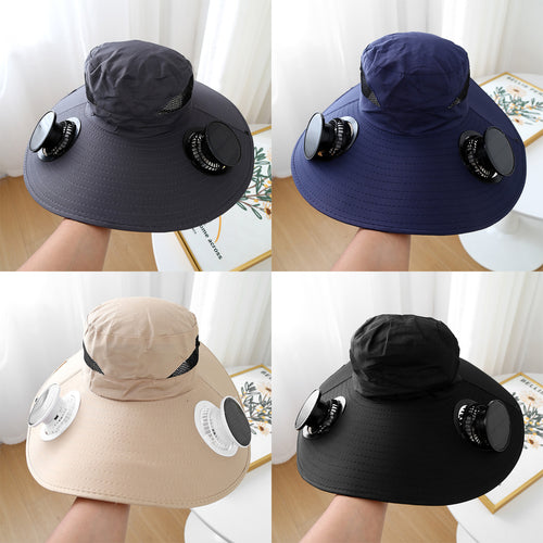 Summer Large Brim Electric Sun Hat Fan Hat Men's Anti-Uv Fisherman Hat Sun Protection Sun Hat Women SUN N.