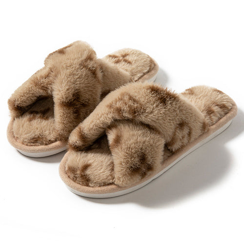 Chaussons Ouverts Trèfle à Quatre Feuilles – Imitation Fourrure Lapin, Femme Toutes Saisons SUN N.