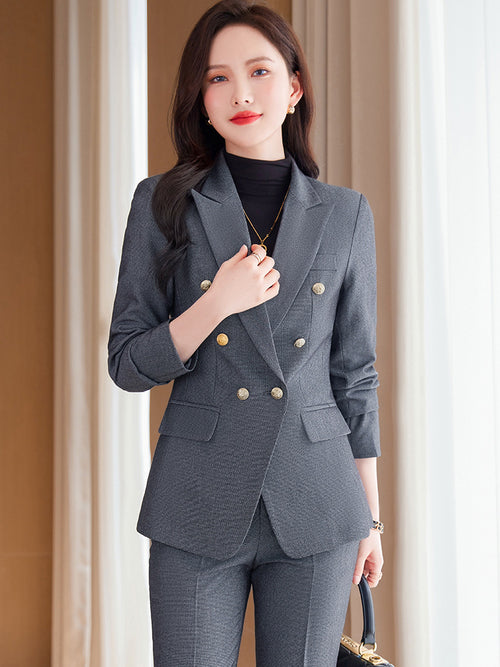 Gray suit jacket women's spring and autumn Korean style professional temperament goddess Fan Interview formal wear overalls suit suit SUN N.