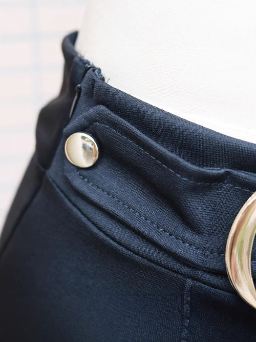 Pantalon droit taille haute – Casual & Couleur Unie en vert, noir et rouge, offrant une coupe flatteuse et moderne.