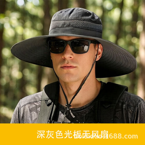 Summer Popular Fisherman Hat Solar Double Fan Rechargeable Hat Cross-Border Wholesale Sunshade and Sun Protection Essential for Fishing SUN N.