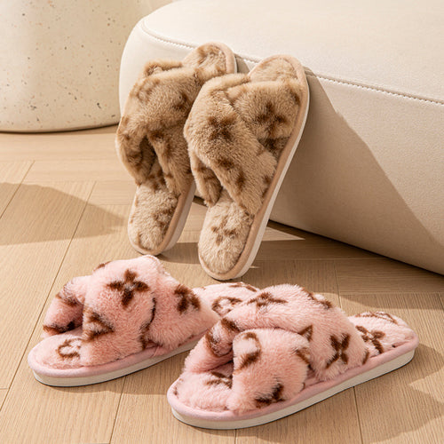 Chaussons Ouverts Trèfle à Quatre Feuilles – Imitation Fourrure Lapin, Femme Toutes Saisons SUN N.