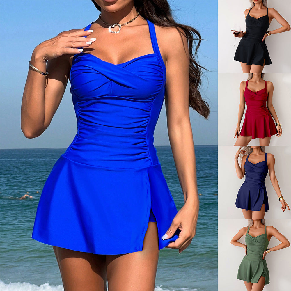 2025 Amazon New Split Swimsuit Women's Hot Spring Cross-border European and American Skirt plus size Swimsuit Boxers Wholesale SUN N.