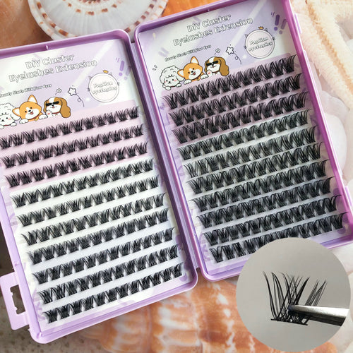 Faux Cils DIY Auto-Greffants MJ89 – 20 Rangées Cluster, Volume Épais Tendance 2026 SUN N.