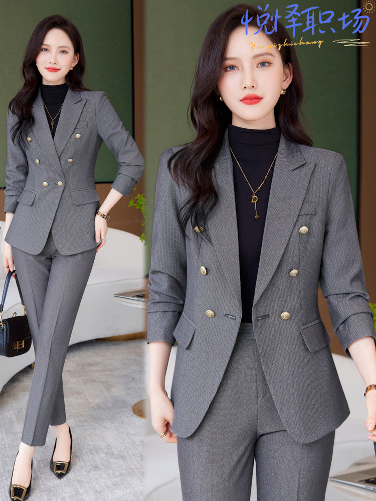 Gray suit jacket women's spring and autumn Korean style professional temperament goddess Fan Interview formal wear overalls suit suit SUN N.