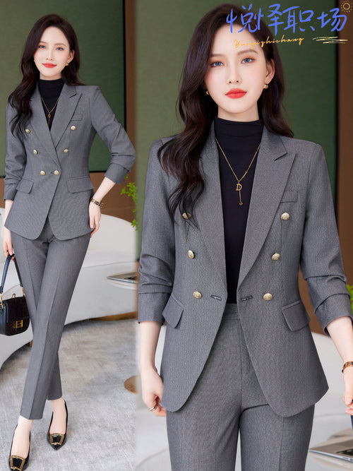 Gray suit jacket women's spring and autumn Korean style professional temperament goddess Fan Interview formal wear overalls suit suit SUN N.