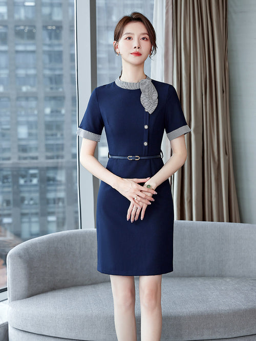 Stewardess Business Dress Temperament Goddess Fan High-end dress Female Sales Department Front Desk Beauty Salon Hotel Work Dress SUN N.