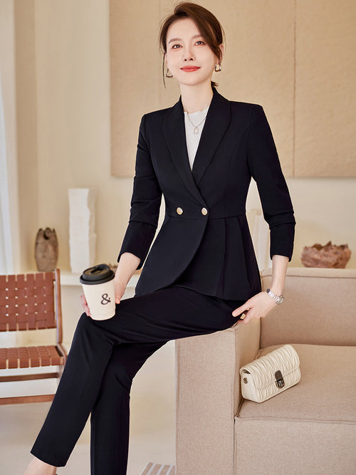 Suit suit Women's Autumn New Business Wear Fashion Elegant Goddess Fan Suit Dress Hotel Manager Work Clothes SUN N.