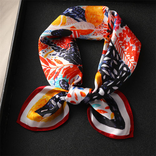 100% Silk Scarf Real Silk Premium Hangzhou Silk Small Square Scarf Spring and Autumn All-match Neck Protection Decorative Shirt Professional Scarf SUN N.