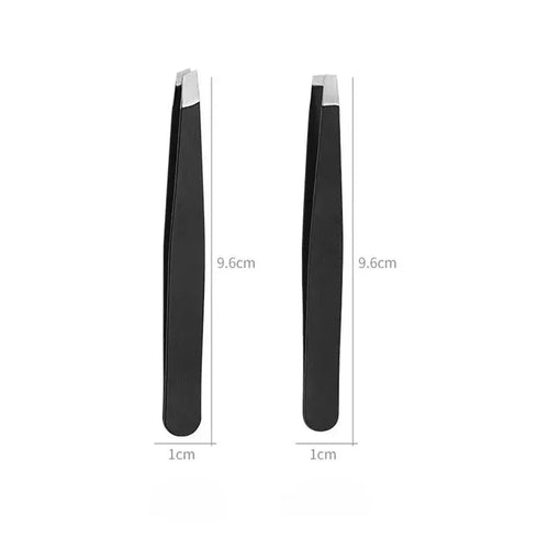 Pince à sourcils noire en acier inoxydable, avec pointe inclinée et plate, outils de beauté pour pince à cils et épilation incarnée SUN N.