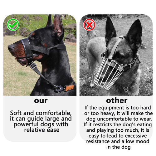 Muselières tactiques réfléchissantes pour chiens de taille moyenne et grande, avec laisse pour l'entraînement anti-aboiement, guide de laisse, couvre-mâchoire pour animaux de compagnie, accessoires pour grands chiens SUN N.