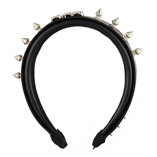 Bandeau Punk à Rivets en cuir PU avec des clous métalliques, accessoire cheveux unisexe style rock.