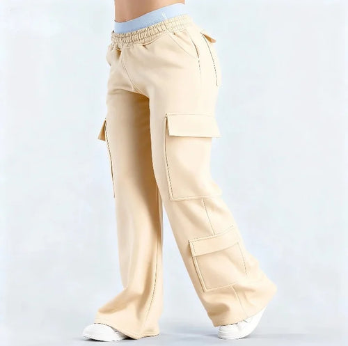 Pantalon Droit Femme Pantalon Femme printemps été poche polyvalent déplacements décontracté personnalité Pantalon femmes droit décontracté couleur unie Pantalon SUN N.