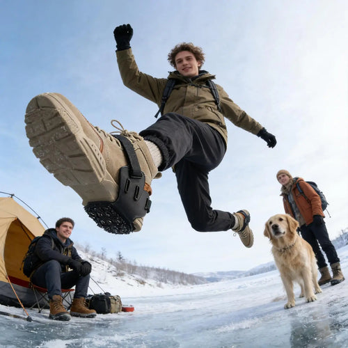 Crampons antidérapants d'extérieur pour chaussures, couvre-bottes d'hiver avec 9 pointes métalliques pour la glace et la neige, antidérapants pour la neige et le glace SUN N.