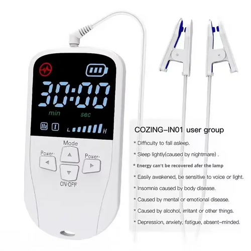 CES Clip de Stimulation du Nerf Vague en utilisation pour favoriser un sommeil réparateur et réduire l'anxiété.