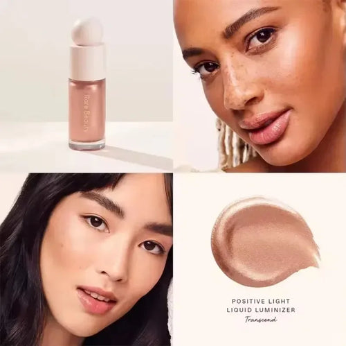 Luminizer & Blush Mat Longue Tenue - Waterproof in a set of four Rare Beauty products on a table.
