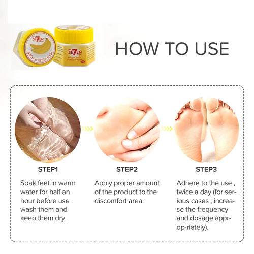 Soin du talon Ultra hydratant et craquelé avec extrait de banane pour les pieds secs et rugueux, renouvellement nocturne, 20 g/bouteille SUN N.