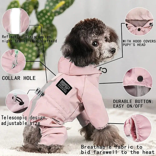 Manteau imperméable pour chien et chat – Veste de pluie coupe-vent avec sangle réfléchissante SUN N.