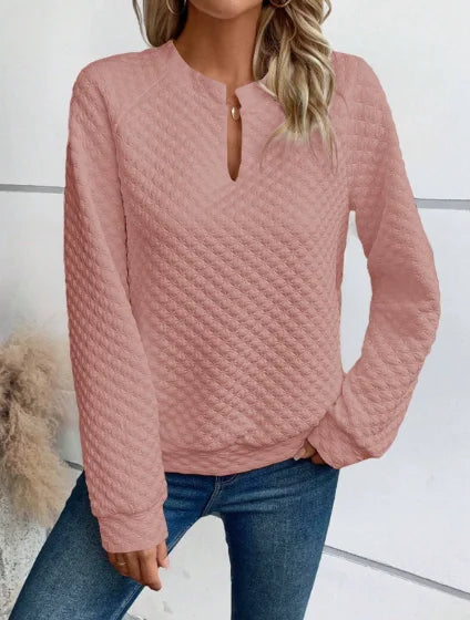 Sweat-shirt Femme Col V Profond - Hoodie Ample Manches Longues Printemps/Automne 2025 SUN N.
