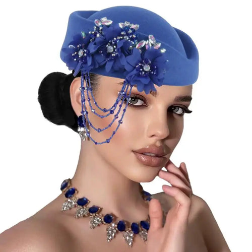 Chapeau britannique rétro pour femmes, élégant, décoré de fleurs 3D, casquette d'hôtesse de l'air, béret, accessoires de Costume de Cosplay SUN N.