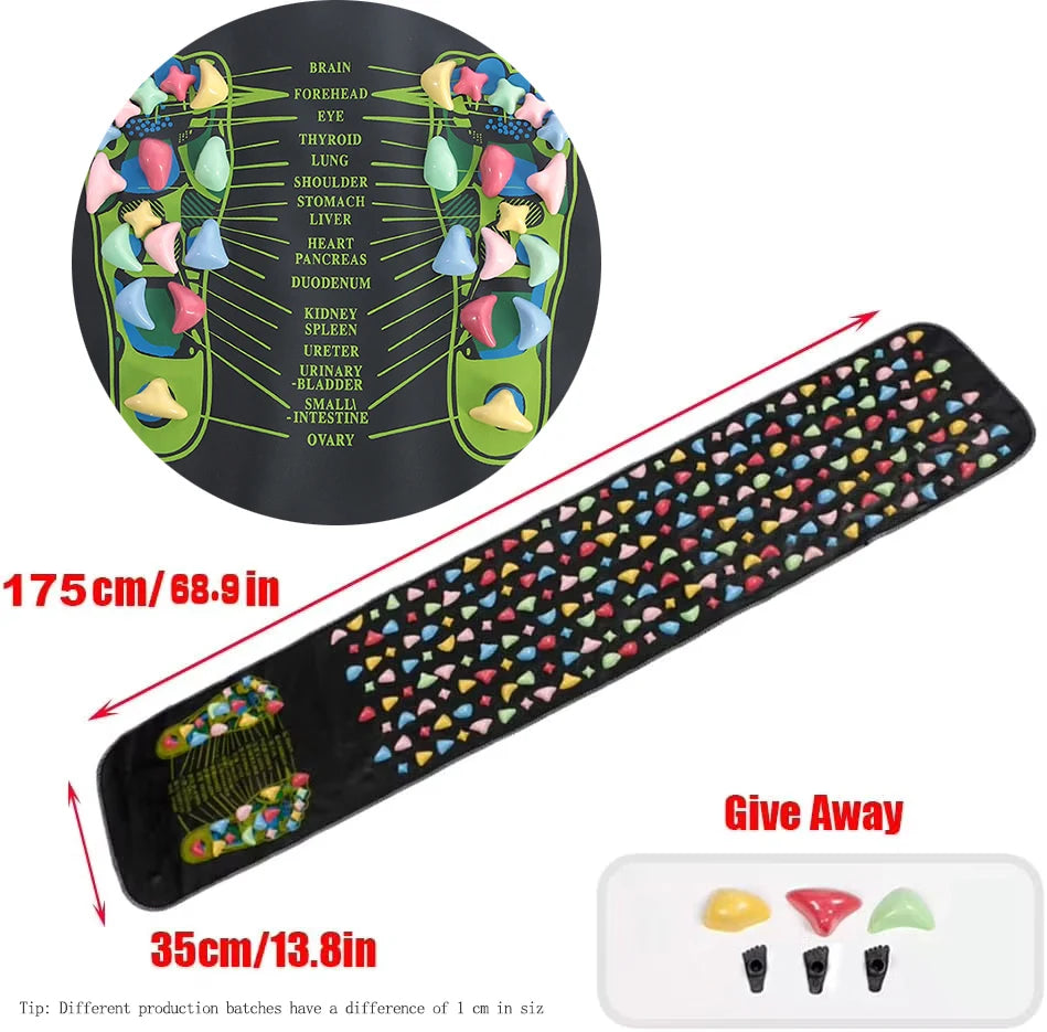 Tapis de massage des pieds par acupression - Chemin de galets imitant pierres douces - Tapis de marche santé pour relaxation et circulation sanguine SUN N.