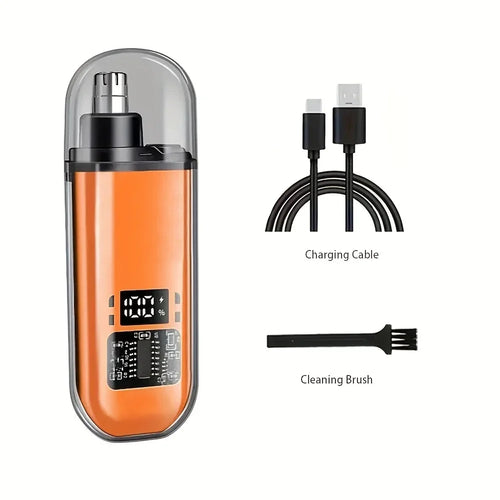 Nose hair trimmer for men with USB C fast charging, featuring precision blades for easy grooming.