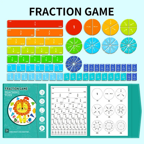 Puzzles magnétiques de fractions pour la maîtrise des mathématiques, éveil Montessori avec aide pédagogique amusante pour l'arithmétique, éducatif et cognitif SUN N.