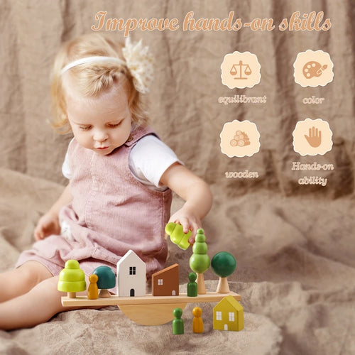 Jouet à Empiler Montessori en Bois – Blocs Sensoriels Forêt Bébé SUN N.