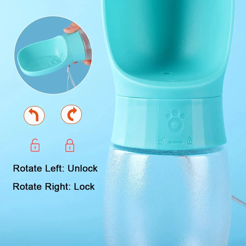 Portable Dog Water Bottle 500ml with Built in Bowl