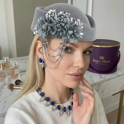 Chapeau britannique rétro pour femmes, élégant, décoré de fleurs 3D, casquette d'hôtesse de l'air, béret, accessoires de Costume de Cosplay SUN N.