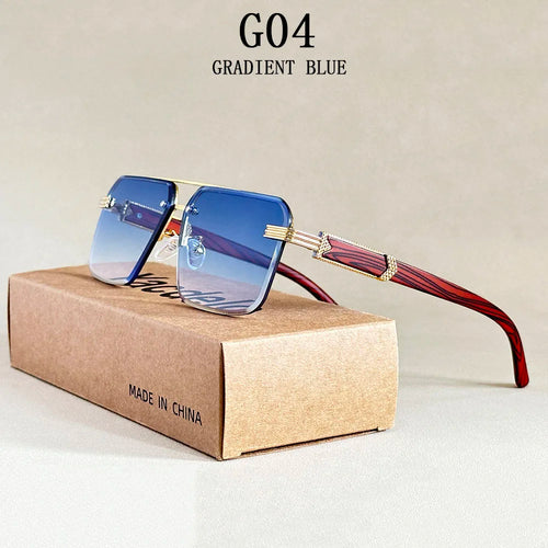 Lunettes de soleil sans monture carrées unisexe – Style vintage luxe, homme et femme SUN N.
