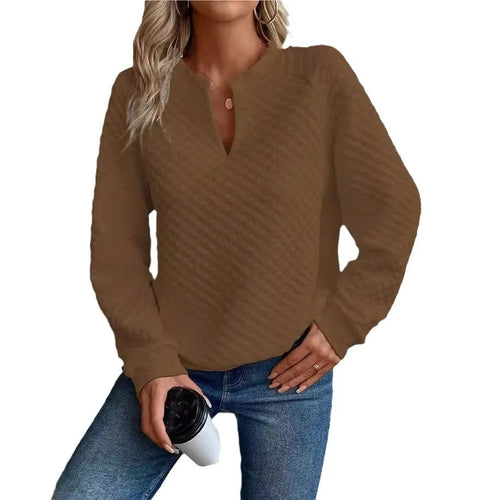 Sweat-shirt Femme Col V Profond - Hoodie Ample Manches Longues Printemps/Automne 2025 SUN N.
