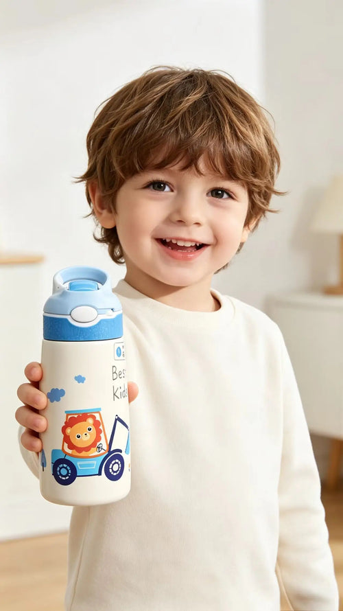 Kids Insulated Water Bottle with Straw 500ml BPA Free Stainless Steel