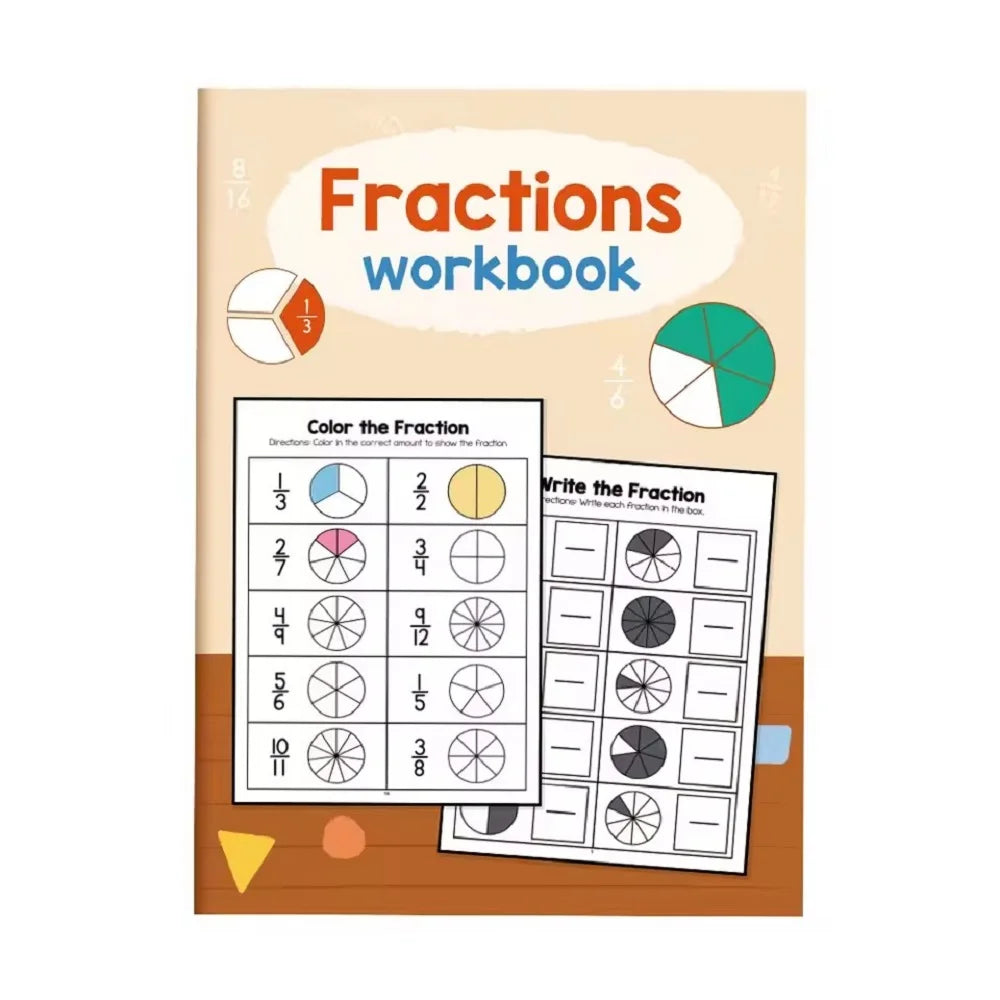 Cahier d'exercices de Fractions Montessori, outils pédagogiques pour l'apprentissage de l'arithmétique, livre de Test de formation cognitive des mathématiques pour l'école primaire de la 1re à 2e année SUN N.