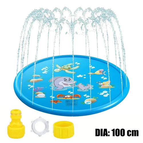Tapis d’Arrosage Gonflable 100 cm avec jets d’eau, parfait pour le jardin et le jeu d'été des enfants.