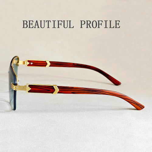 Lunettes de soleil sans monture carrées unisexe – Style vintage luxe, homme et femme SUN N.
