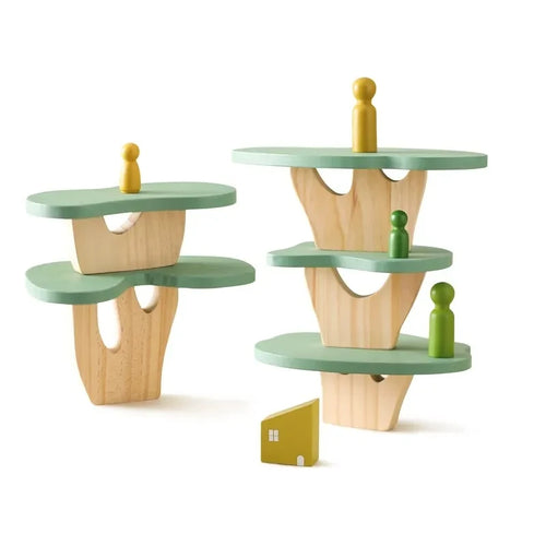 Jouet à Empiler Montessori en Bois – Blocs Sensoriels Forêt Bébé SUN N.