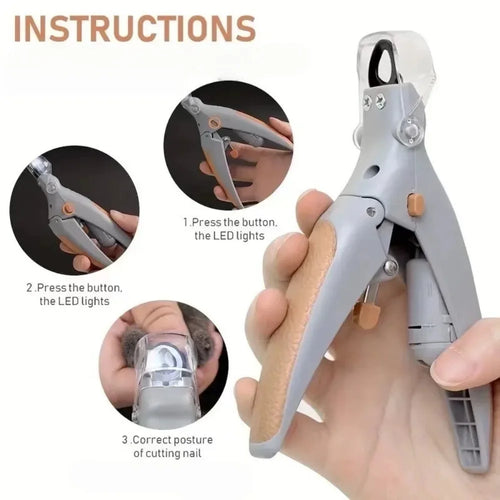 Ciseaux coupe-ongles professionnels en métal pour animaux de compagnie avec lumière LED, outil de coupe d'ongles pour chats et chiens, coupe-griffes pour l'entretien des animaux SUN N.