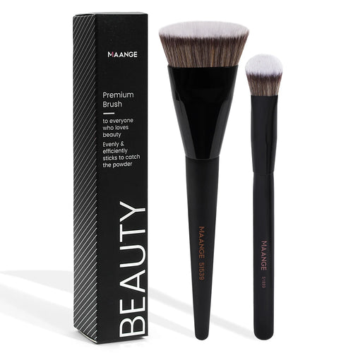 Set 2 pinceaux maquillage – Fond de teint plat, contour angle sous les yeux, crème liquide SUN N.
