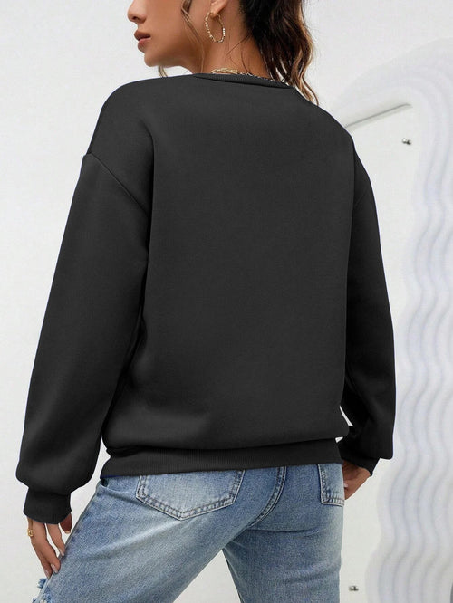 Sweat Femme Col Rond à Capuche - Pull-over Ample Couleur Unie Automne SUN N.