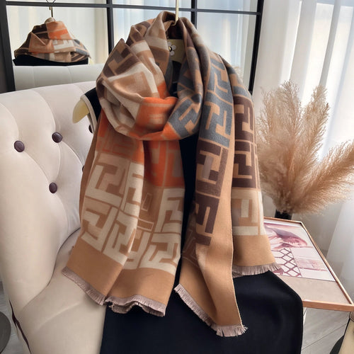 Foulard Pashmina de luxe femme 2025 - Châle imprimé double face - Écharpe chaude coupe-vent hiver - Couverture douce 185x65cm SUN N.