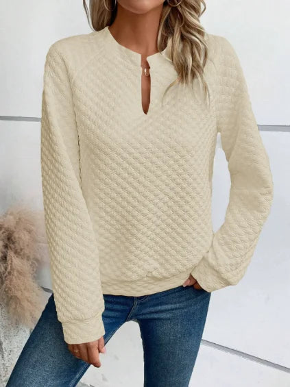 Sweat-shirt Femme Col V Profond - Hoodie Ample Manches Longues Printemps/Automne 2025 SUN N.